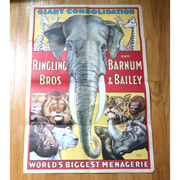 Ringling Bros Barnum & Bailey Elephant Poster P-127 Corn Cobbers Promo 1970s - Picture 1 of 10